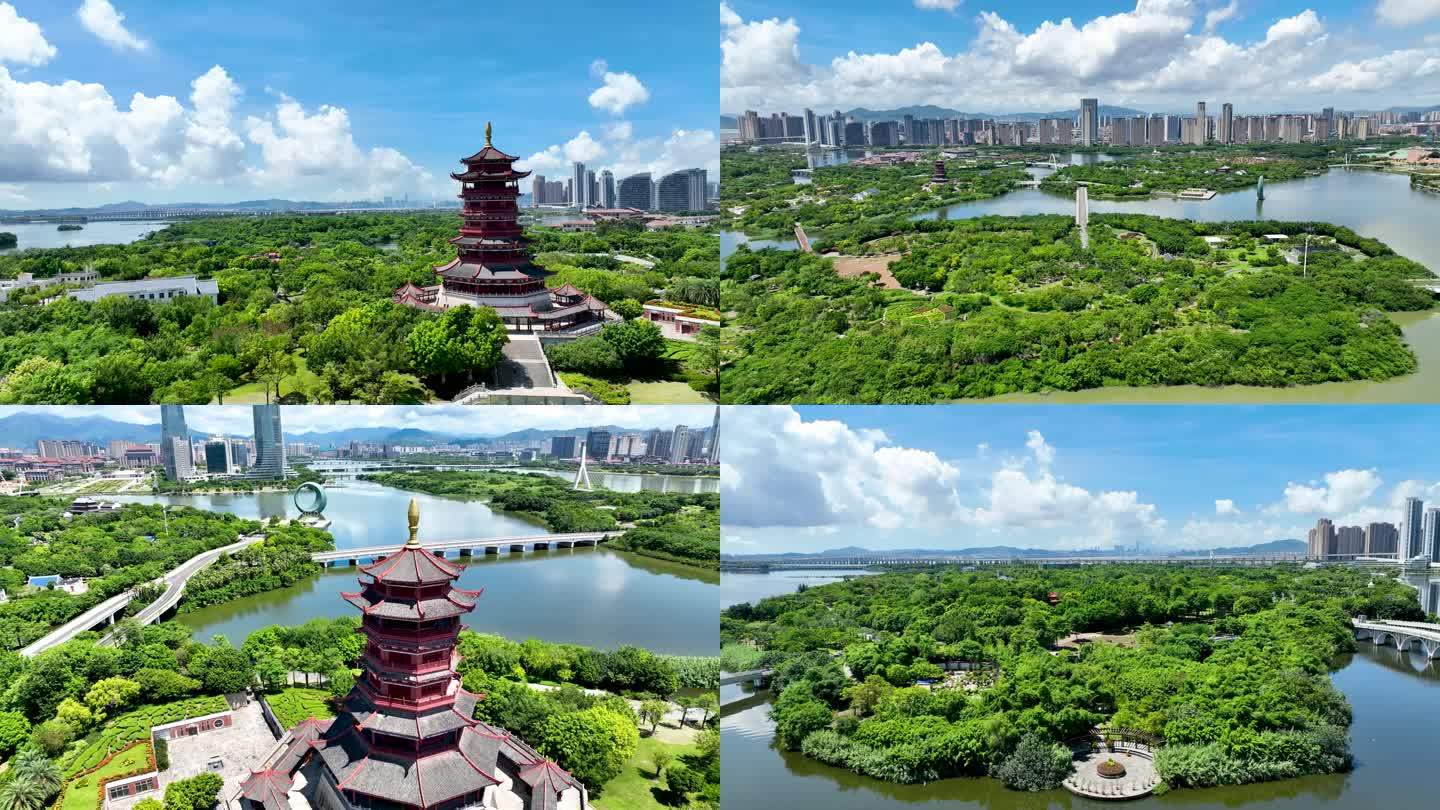 4K60廈門集美園博苑景觀超清航拍
